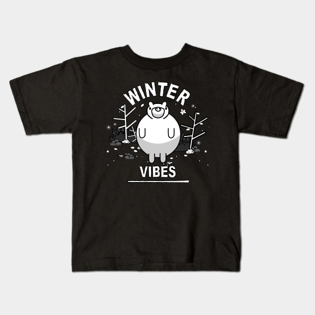 Winter Vibes Bear Love- Winter Walk Season Kids T-Shirt by mrbitdot